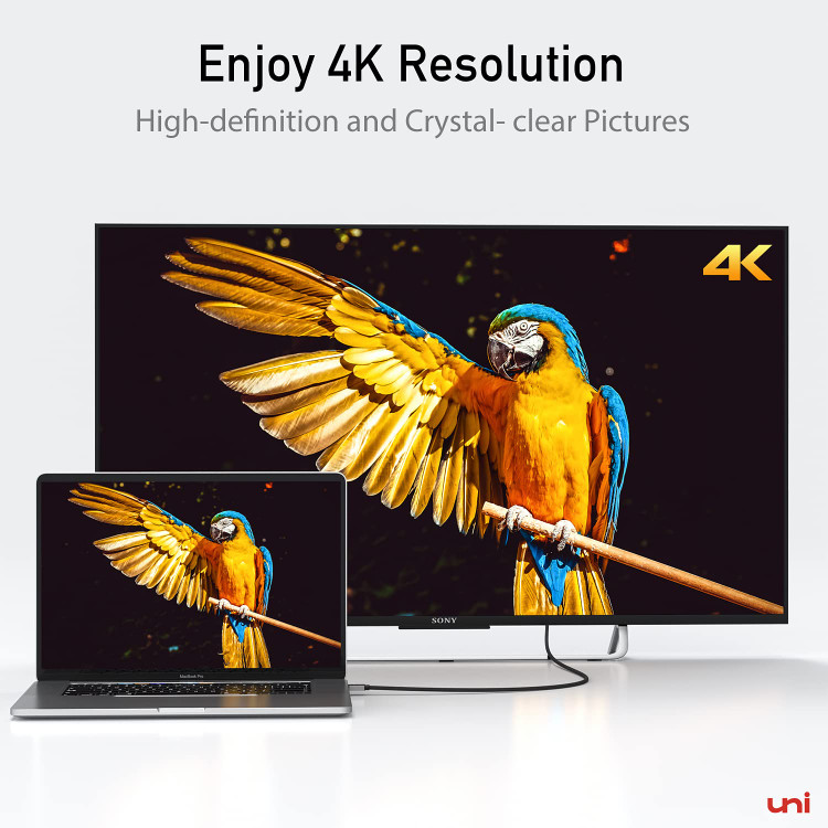 کابل Type C به HDMI برند uni مدل مبدل تصویر و صدا
