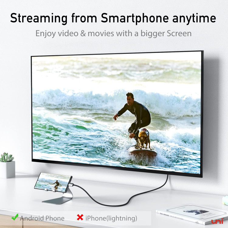 کابل Type C به HDMI برند uni مدل مبدل تصویر و صدا