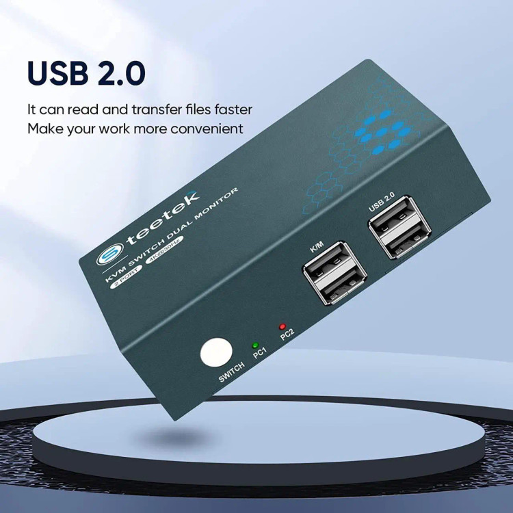 سوییچ کی وی ام دو مانیتوره استیتک مدل Steetek KVM Switch Dual Monitor 2 Port 4K۳۰Hz