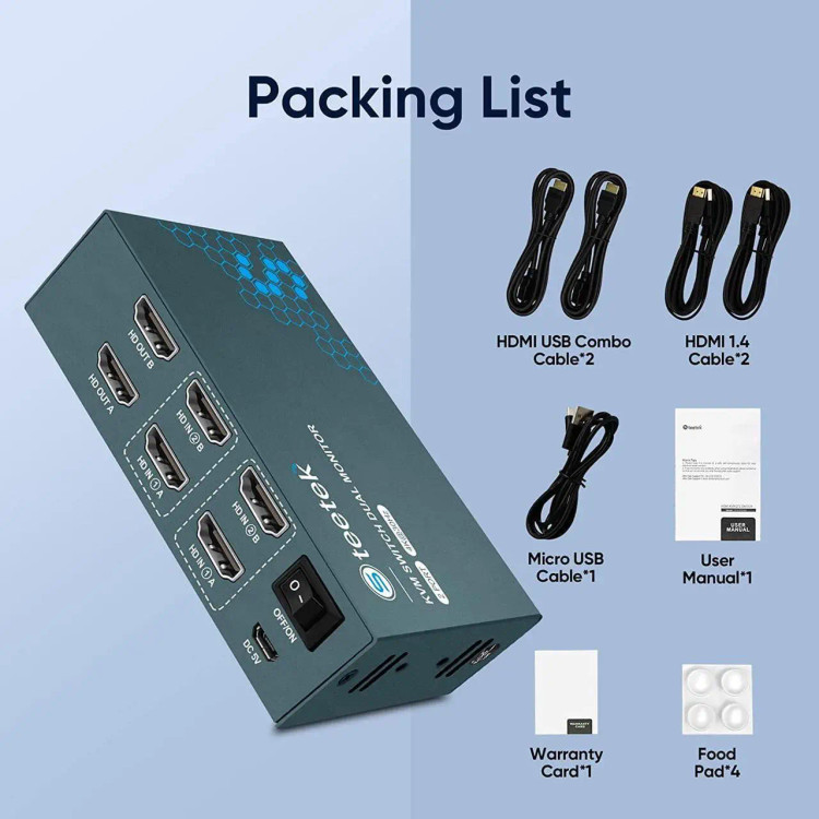 سوییچ کی وی ام دو مانیتوره استیتک مدل Steetek KVM Switch Dual Monitor 2 Port 4K۳۰Hz
