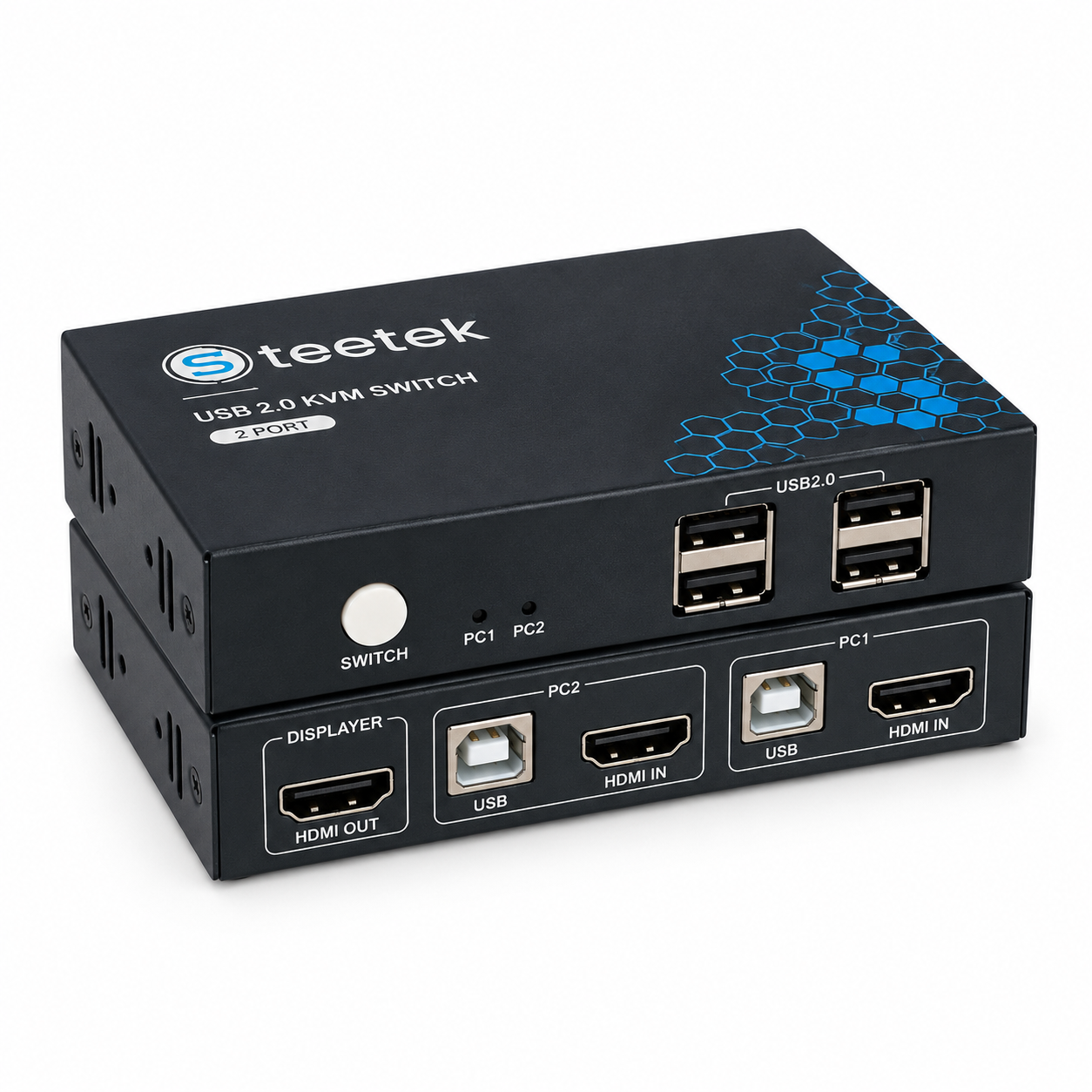 سوییچ KVM دو پورت Steetek با اتصال HDMI و هاب USB 2.0