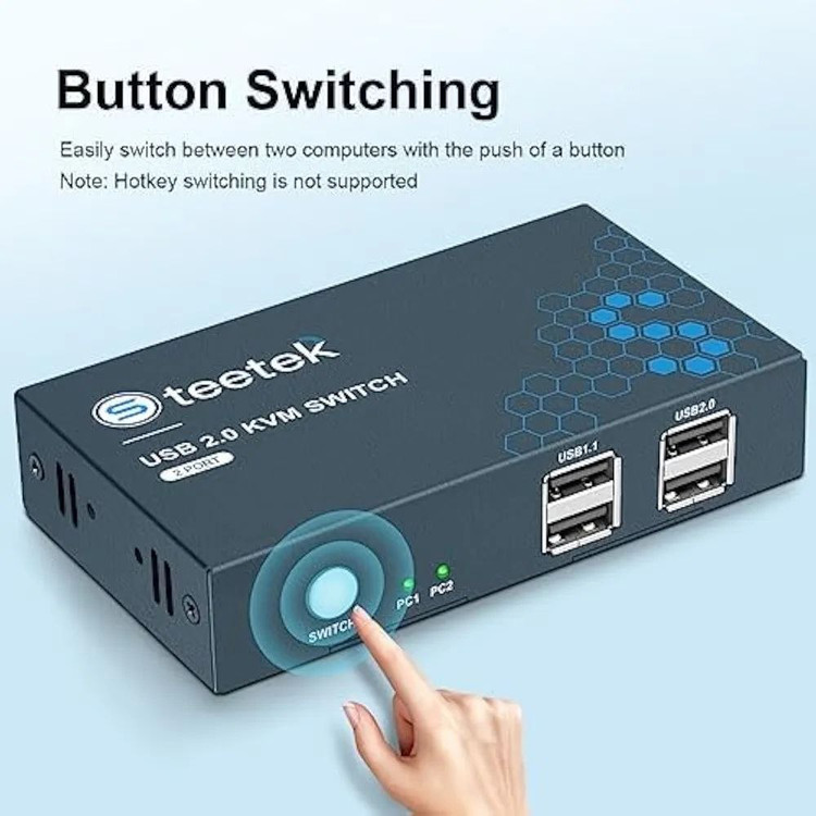 سوییچ KVM دو پورت Steetek با اتصال HDMI و هاب USB 2.0