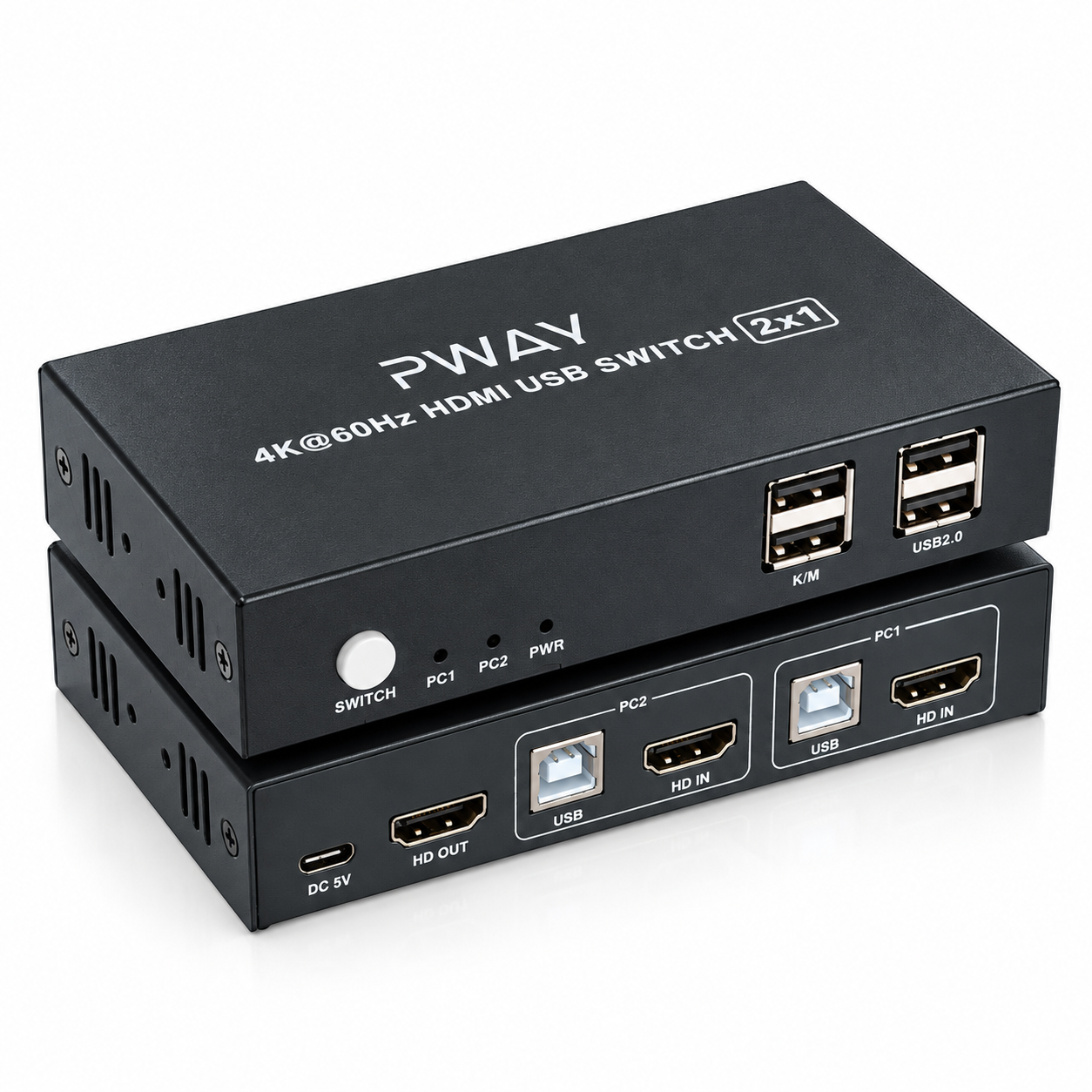 سوییچ HDMI و USB دو پورت PWAY مدل 4K 60Hz HDMI USB Switch 2x1