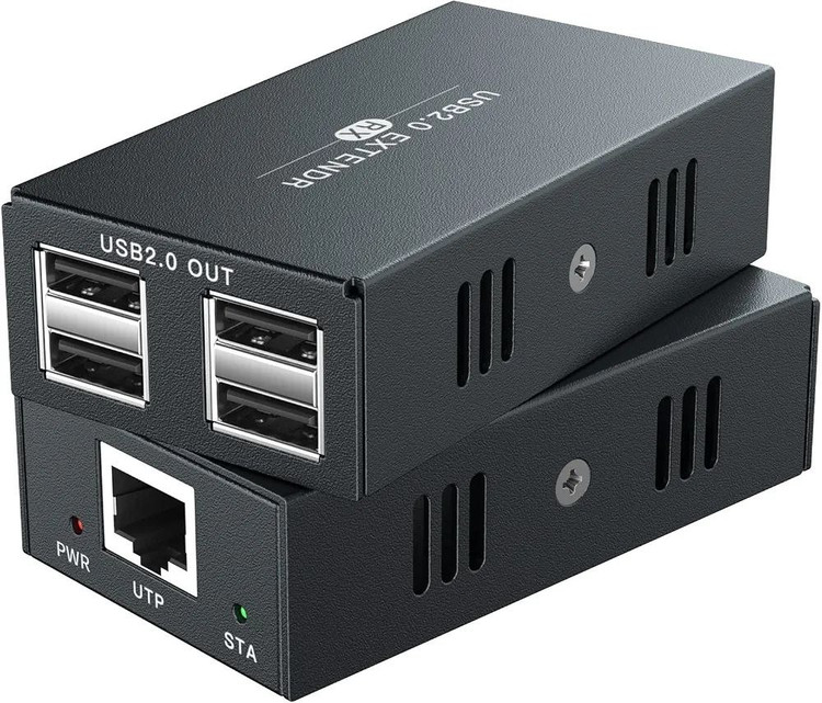 اکستندر USB 2.0 روی کابل شبکه PWAY مدل USB2.0 Extender با چهار پورت خروجی