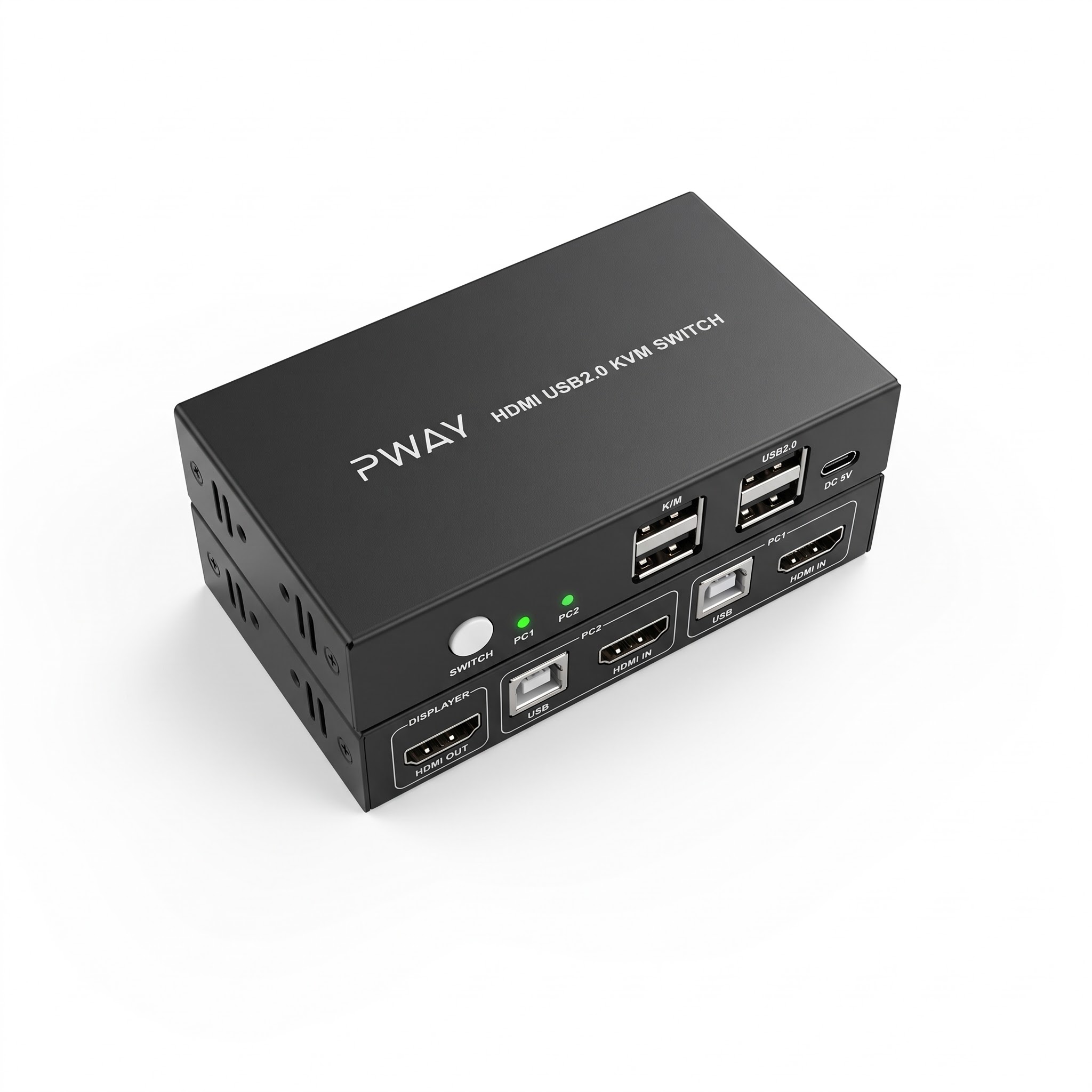کی وی ام سوییچ HDMI دو پورت PWAY مدل HDMI USB2.0 KVM Switch با پشتیبانی از 4K 60Hz
